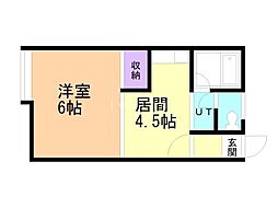 アミューズ'88 1DKの間取図画像