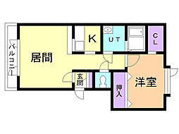 ベルフルール 1LDKの間取図画像