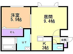Pezite 1LDKの間取図画像