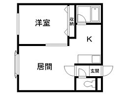 プレキャトラン 1LDKの間取図画像