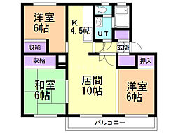 テレパレス旭川春光2 3LDKの間取図画像