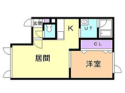 メリット神楽 1LDKの間取図画像