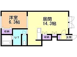 プラウド・ファースト 1LDKの間取図画像