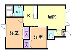 ノースビレッジ 2LDKの間取図画像