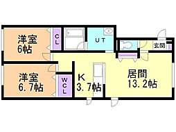 カーサ・ドルチェ 2LDKの間取図画像