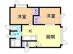 シェソワ1.7 2LDKの間取図画像
