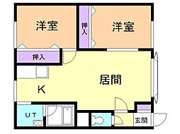 パークサイドまつばらA 2LDKの間取図画像