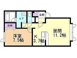 アスティオン3 1LDKの間取図画像