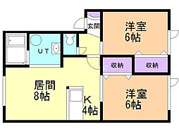 Calme821 2LDKの間取図画像