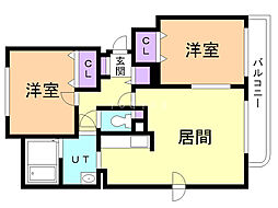 サニーイーストB 2LDKの間取図画像