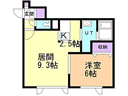 グランビア8-W4 1LDKの間取図画像