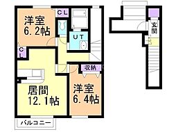 シティフォレスト82 2LDKの間取図画像