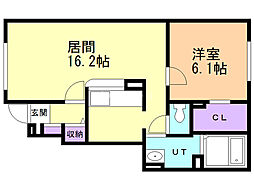 アルバプラシード.A 1LDKの間取図画像