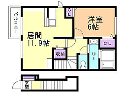 エーデルワイス 1LDKの間取図画像