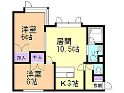 ハイツ来夢来人 2LDKの間取図画像