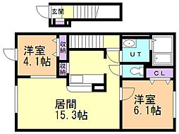 レインボーハイツモア 2LDKの間取図画像