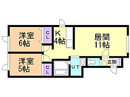 クレア4 2LDKの間取図画像