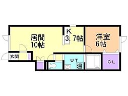 ラフィング 1LDKの間取図画像