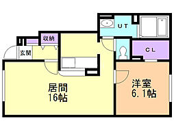 エクセレント2 1LDKの間取図画像