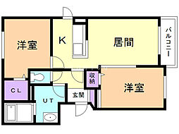 プリマヴェーラ・ルーチェ 2LDKの間取図画像