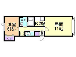 コムハウス5 1LDKの間取図画像