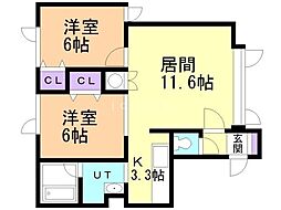 グレイス緑町 2LDKの間取図画像