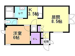 NEXT21南3条B棟 1LDKの間取図画像