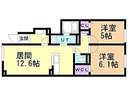 アウル フォレスト 2LDKの間取図画像