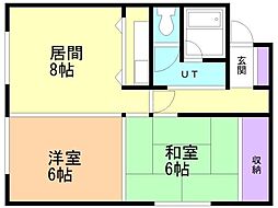ボートシャフト 2DKの間取図画像