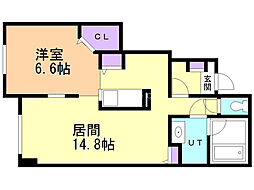 イーストサン 1LDKの間取図画像