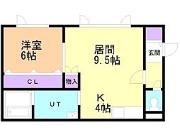 ツインクル新町 1LDKの間取図画像