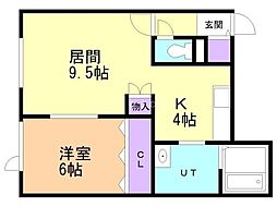ツインクル新町 1LDKの間取図画像