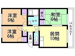 アリーナハイツ 3LDKの間取図画像