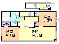 パークハイツモア 2LDKの間取図画像