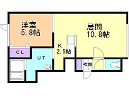 ツインクル旭町3 1LDKの間取図画像