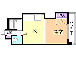 エンドレス519 1DKの間取図画像
