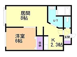 エトワール南 1LDKの間取図画像