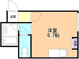 サンライズビル ワンルームの間取図画像
