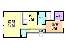 CrestcourtB 1LDKの間取図画像