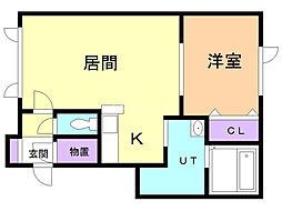 パピラニアン 1LDKの間取図画像