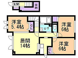 パラッツオエテルノD 3LDKの間取図画像