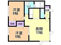 サンパーク8条 2LDKの間取図画像