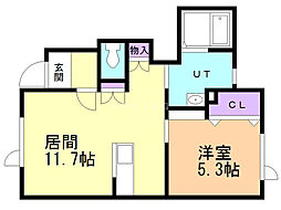 カプチーノ1・6 1LDKの間取図画像