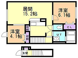 ル・シェル 2LDKの間取図画像