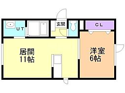 旭川市春光三条8丁目アパート 1LDKの間取図画像