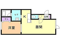 ヒーリング豊岡 1LDKの間取図画像