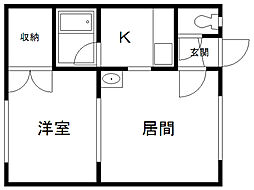 ドリームハイツ友光1号館 1DKの間取図画像
