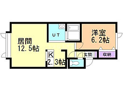 コーポハピネス6 1LDKの間取図画像