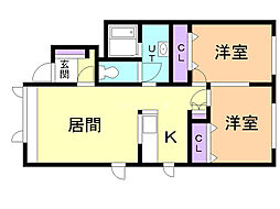 ソレアードA 2LDKの間取図画像
