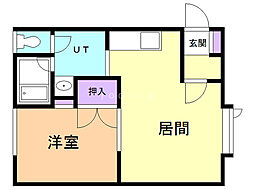 リバーサイド神居 1LDKの間取図画像